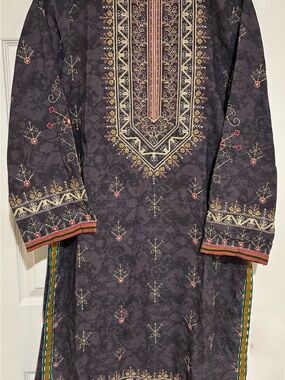 Limelight Embroidered Midi Dress with Pink & Gold Details